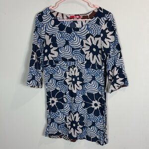 Boden lightweight blue batik print blouse women size 6